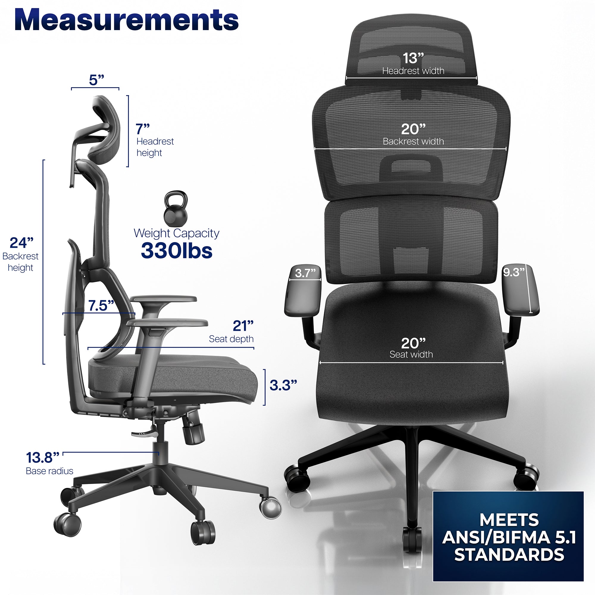 Brand New! Ergonomic Cushioned Office Chair, Meets BIFMA 5.1 Standards