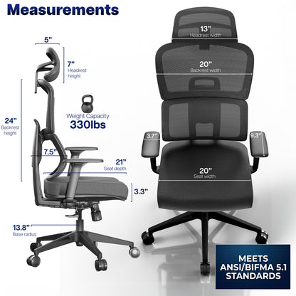 Brand New! Ergonomic Cushioned Office Chair, Meets BIFMA 5.1 Standards