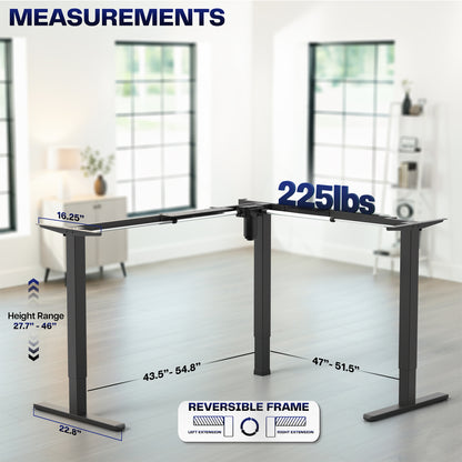 E3 Series - Corner Electric Single Motor Desk Frame
