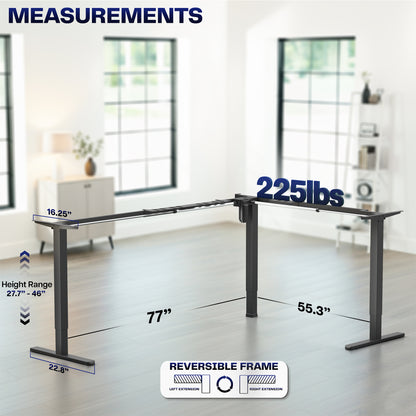 E3 Series - Corner Electric Single Motor Desk Frame