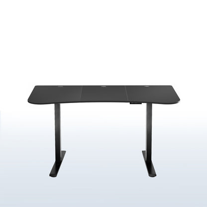 Sit or stand an electric height adjustable desk with curved smooth edges.