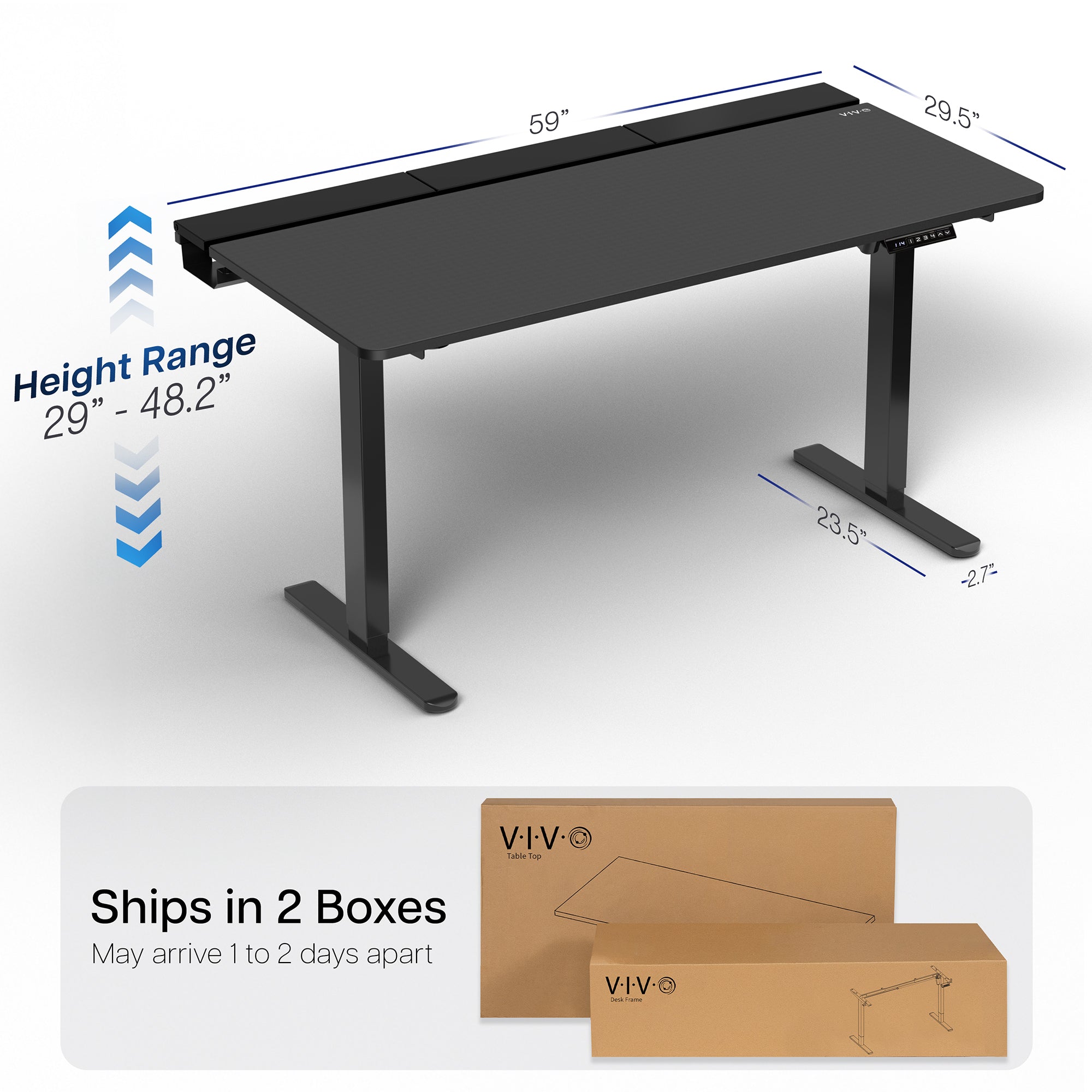 Height Adjustable Desk with Built-In Concealed Cable Trays, Complete Active Standing Workstation