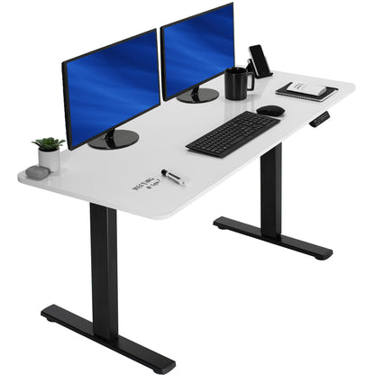 Sturdy ergonomic sit or stand active desk workstation with adjustable height using smart control panel.