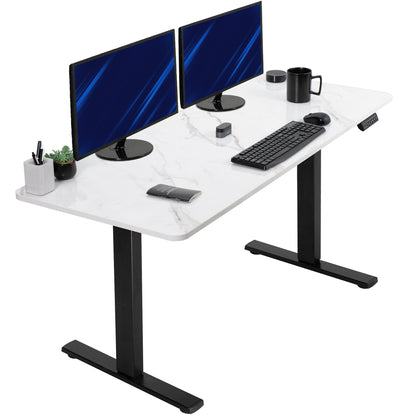 Sturdy ergonomic sit or stand active desk workstation with adjustable height using smart control panel.