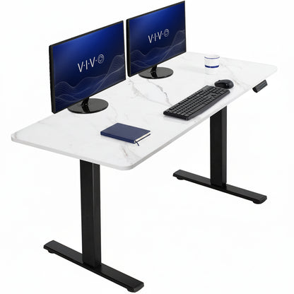 Sturdy ergonomic sit or stand active desk workstation with adjustable height using smart control panel.