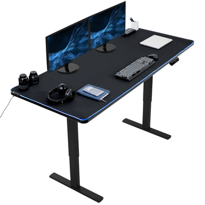 Large sturdy sit or stand modern desk with electric height adjustment options.