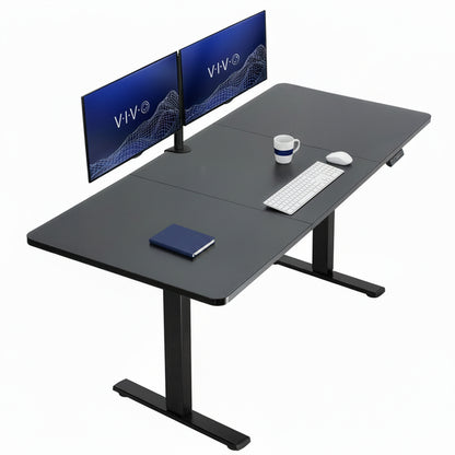 Large sturdy sit or stand modern desk with electric height adjustment options.