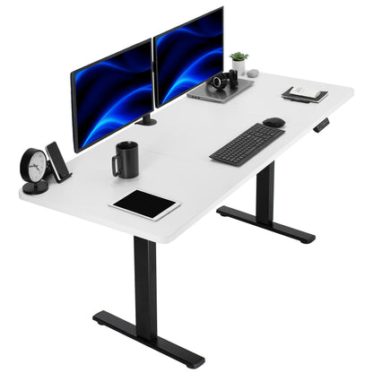 Large sturdy sit or stand modern desk with electric height adjustment options.