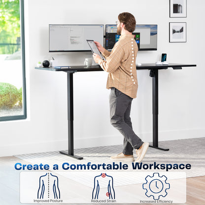 Extra large sturdy sit or stand active workstation with adjustable height using smart control panel.