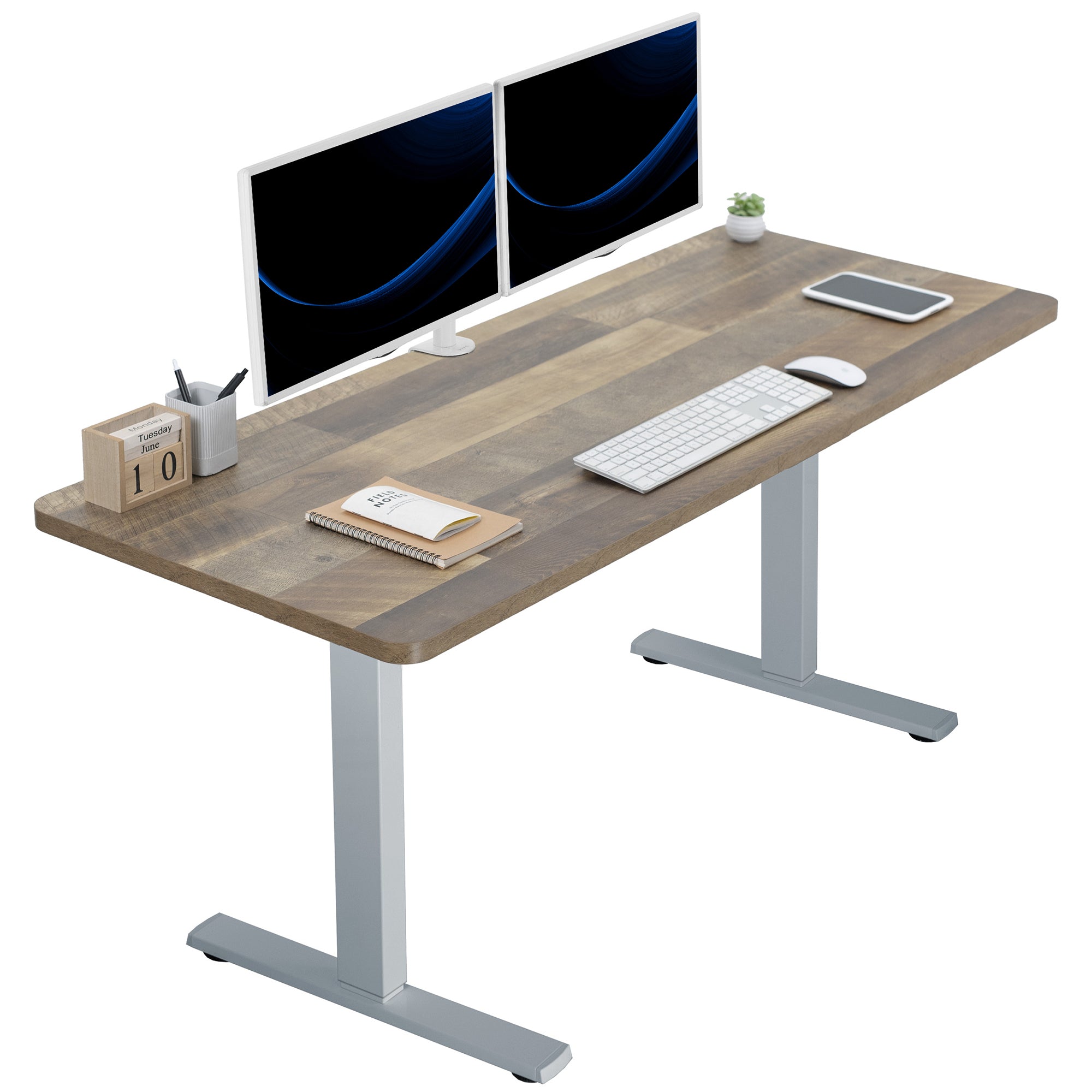 Sturdy ergonomic sit or stand active desk workstation with adjustable height using smart control panel.