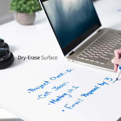 Large sturdy sit or stand dry erase desktop workstation with adjustable height using smart control panel.