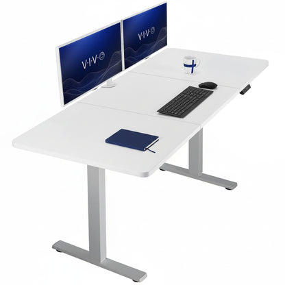 Large sturdy sit or stand modern desk with electric height adjustment options.