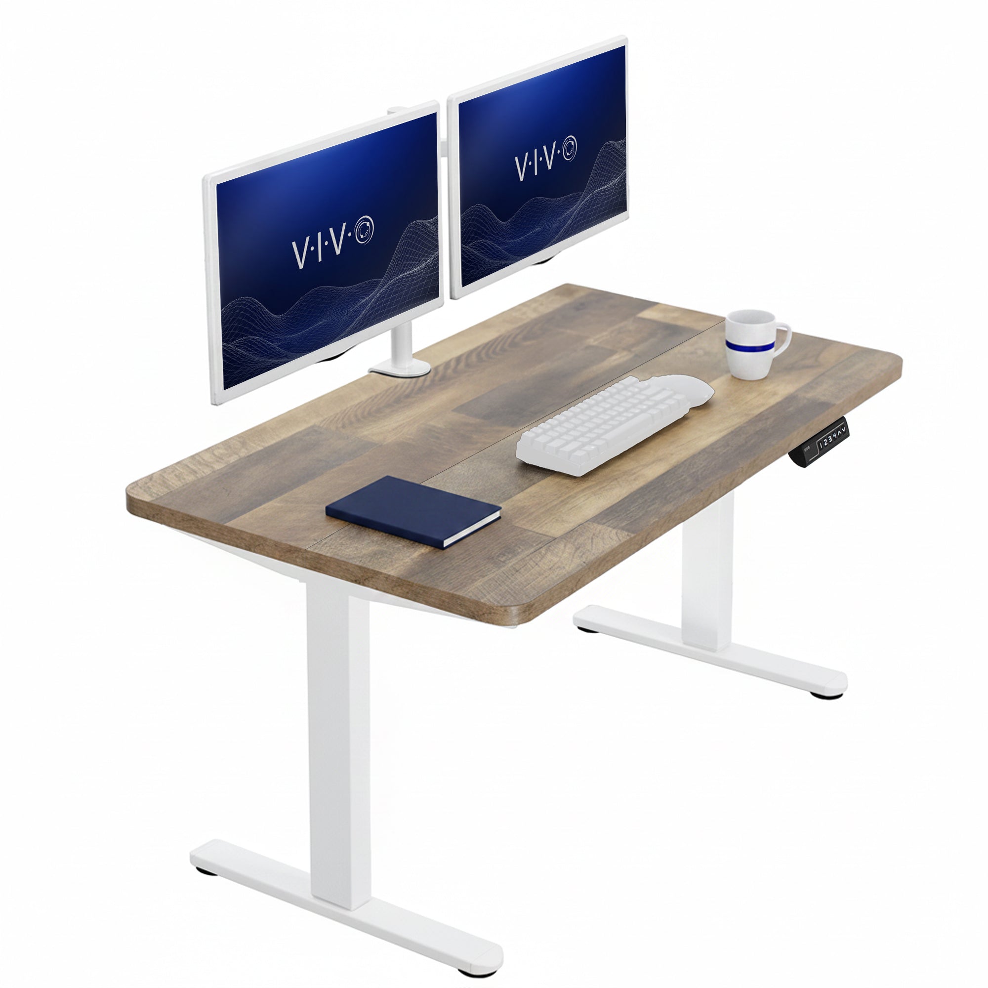 Sturdy ergonomic sit or stand active desk workstation with adjustable height using smart control panel.