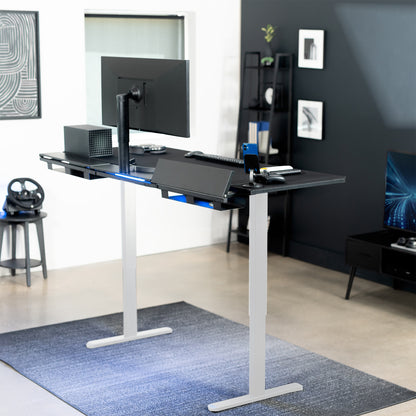Height Adjustable Desk with Built-In Concealed Cable Trays, Complete Active Standing Workstation