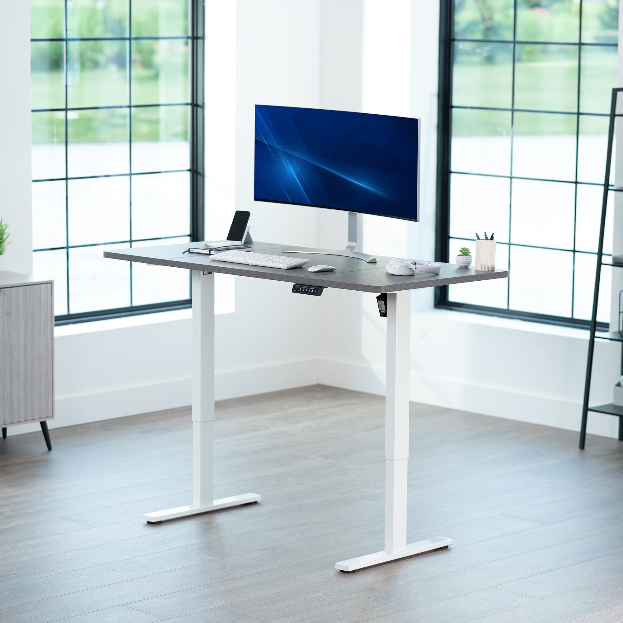 Single Motor Electric Desk with Push Button Memory Controller