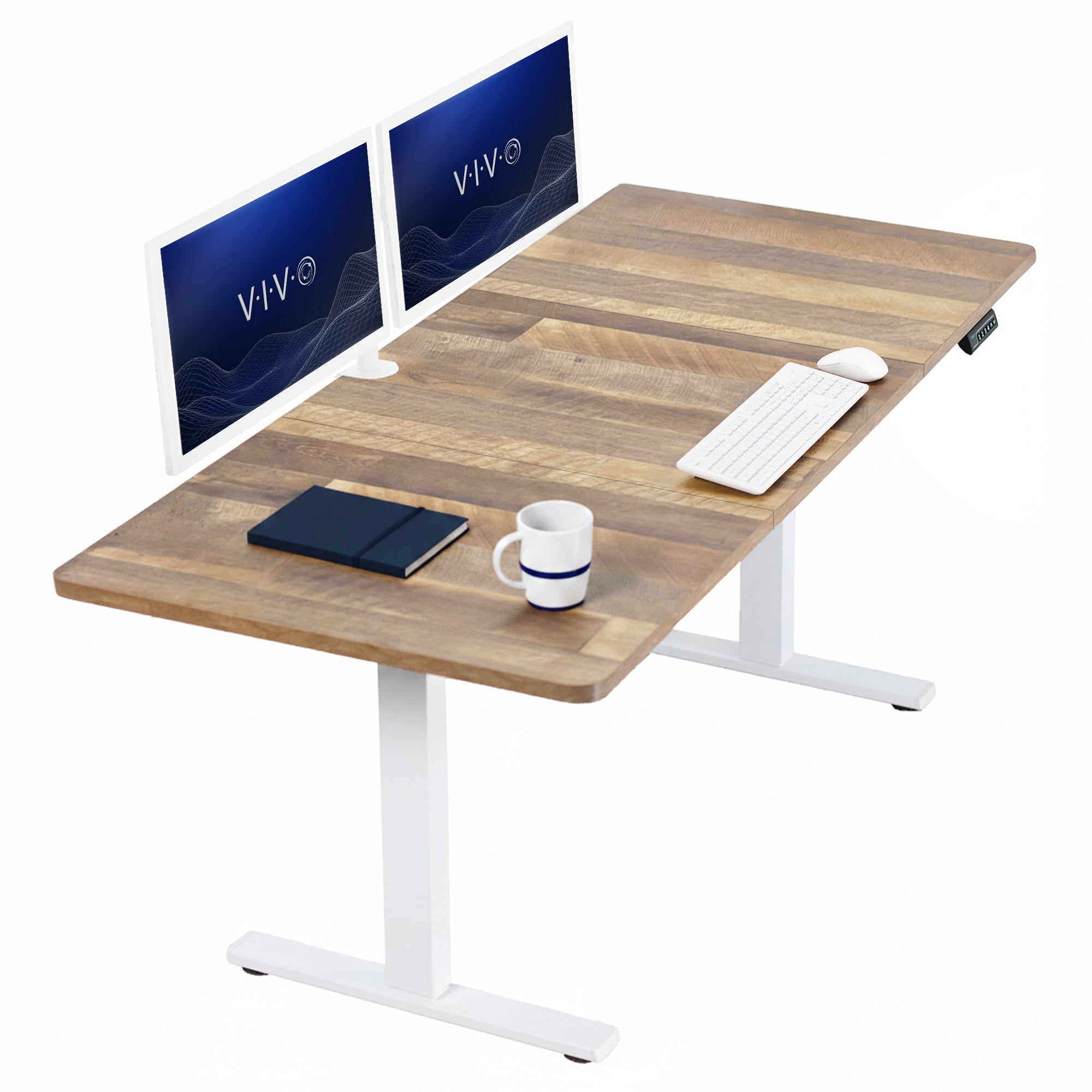 Large sturdy sit or stand modern desk with electric height adjustment options.
