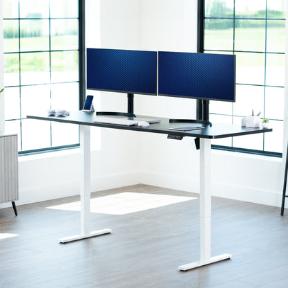 Extra large sturdy sit or stand active workstation with adjustable height using smart control panel.