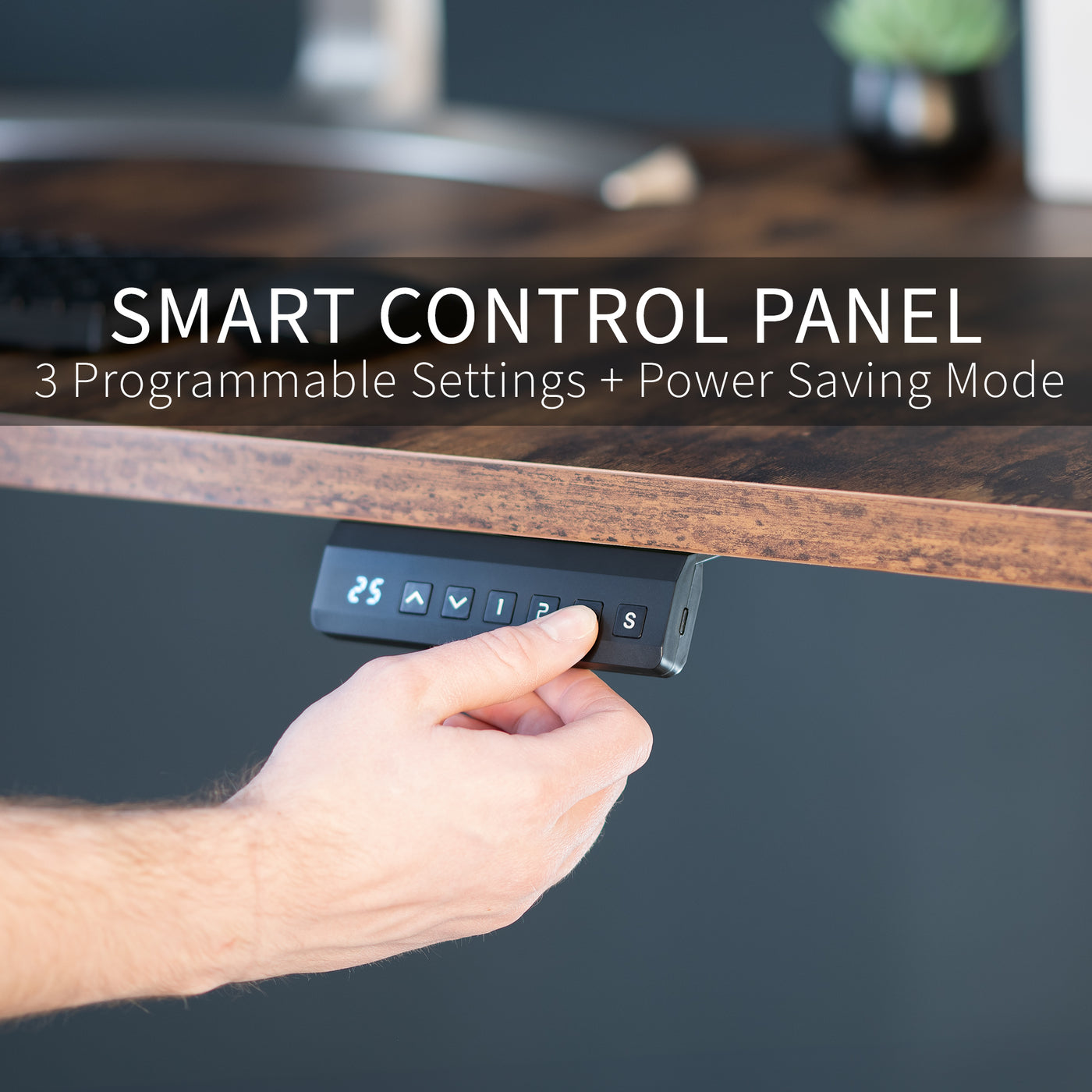 Raise and lower your desk with the push of a button and save your favorite settings with 3 memory presets.