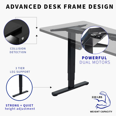 71" x 36" Electric Desk provides a convenient sit and stand workstation for the home or office with sturdy weight capacity.