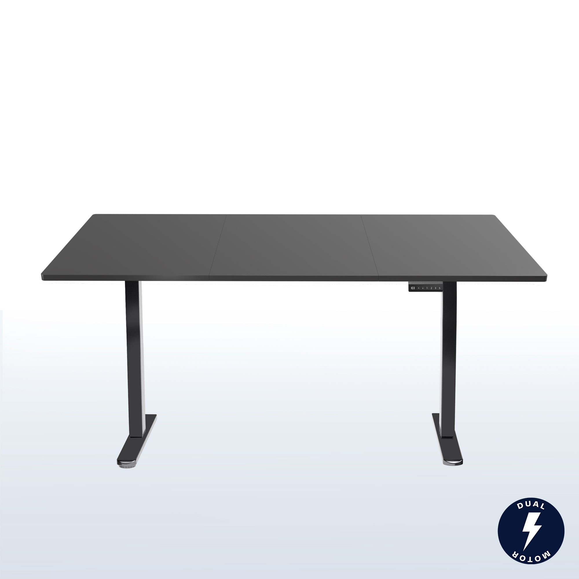 Large sturdy sit or stand active workstation with adjustable height using a memory control panel.