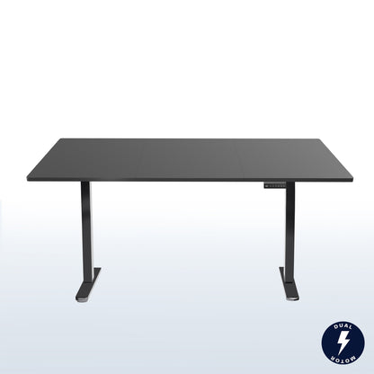 Large sturdy sit or stand active workstation with adjustable height using a memory control panel.