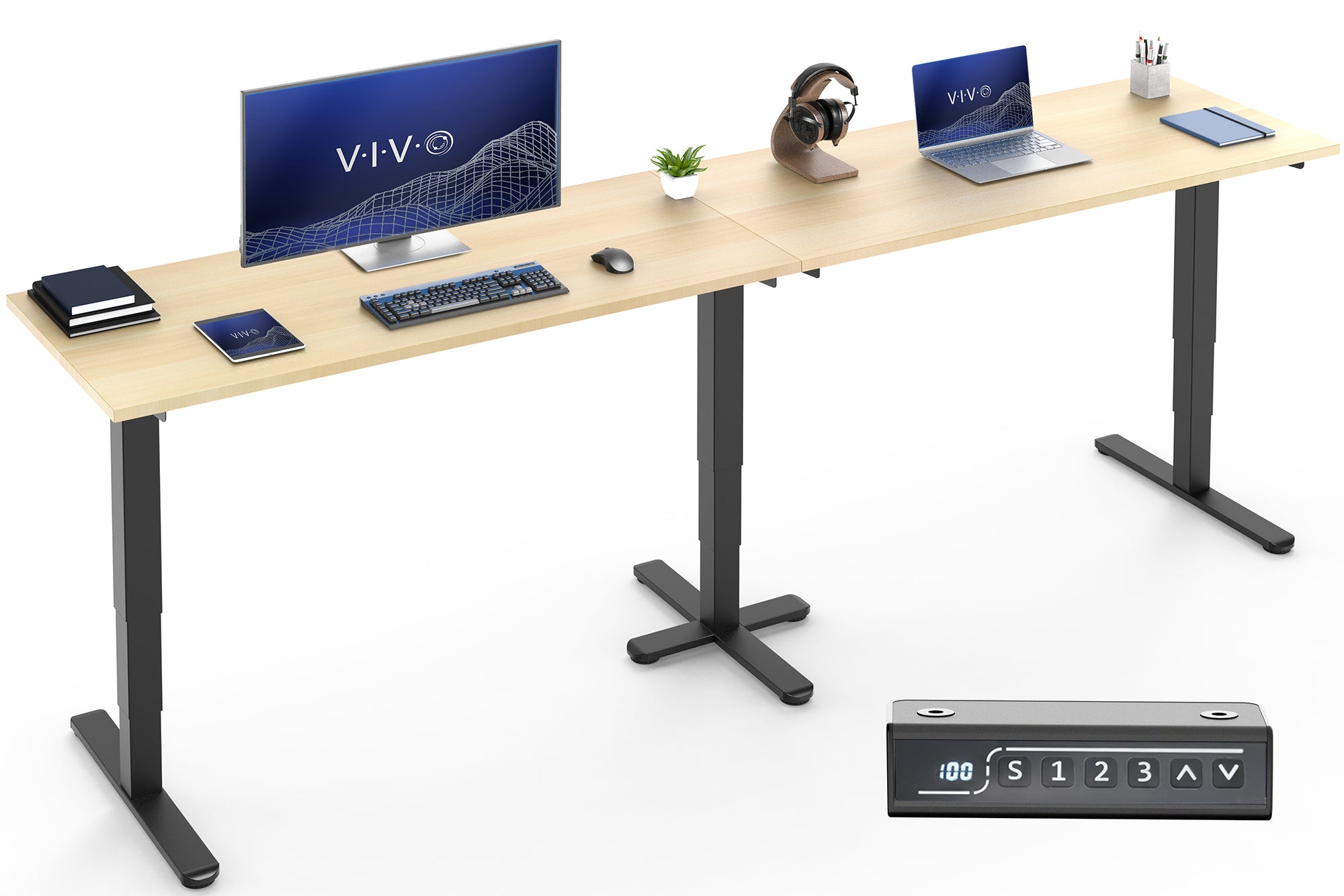 Extra Long 109" x 24" Electric Desk with Square Corner Top