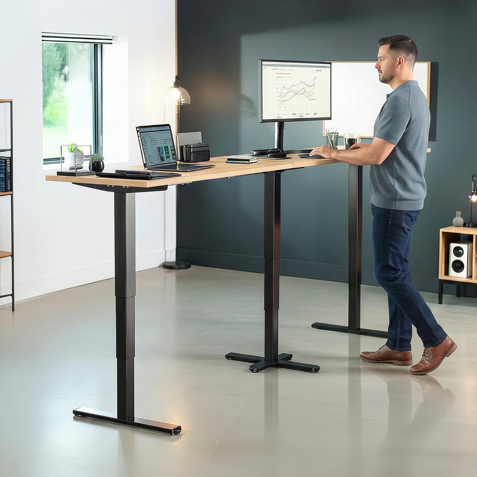 Extra Long 109" x 24" Electric Desk with Square Corner Top