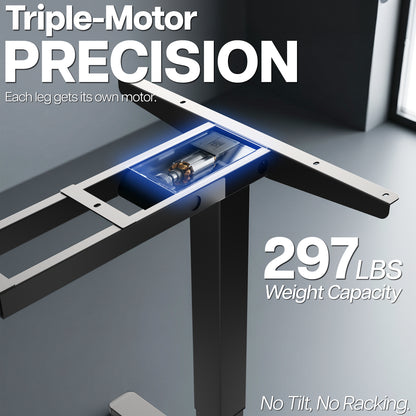 Extra Long 109" x 24" Electric Desk with Square Corner Top