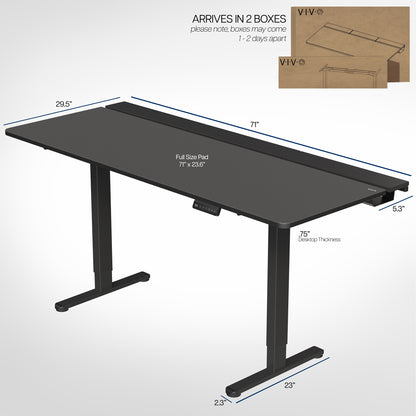E2B-P3B Series - Dual Motor Electric Desk with Concealed Cable Table Top & Full-Size Pad