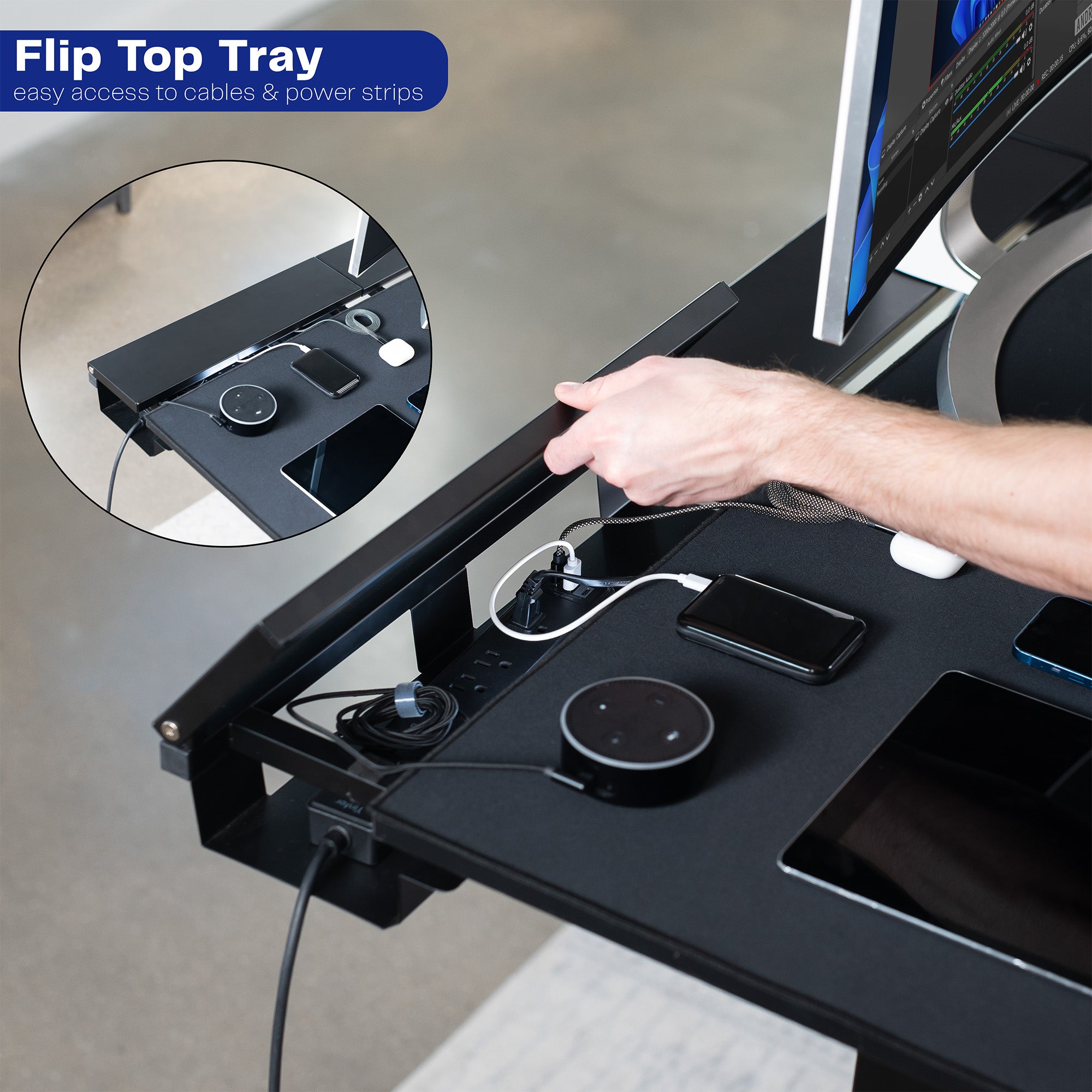 E2B-P3B Series - Dual Motor Electric Desk with Concealed Cable Table Top & Full-Size Pad