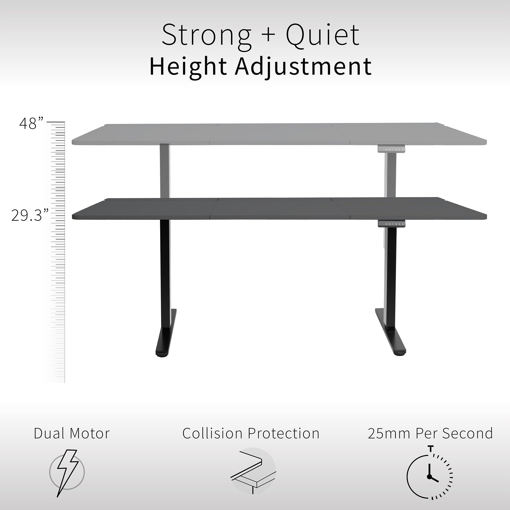 E2B-P3B Series - Dual Motor Electric Desk with Concealed Cable Table Top & Full-Size Pad