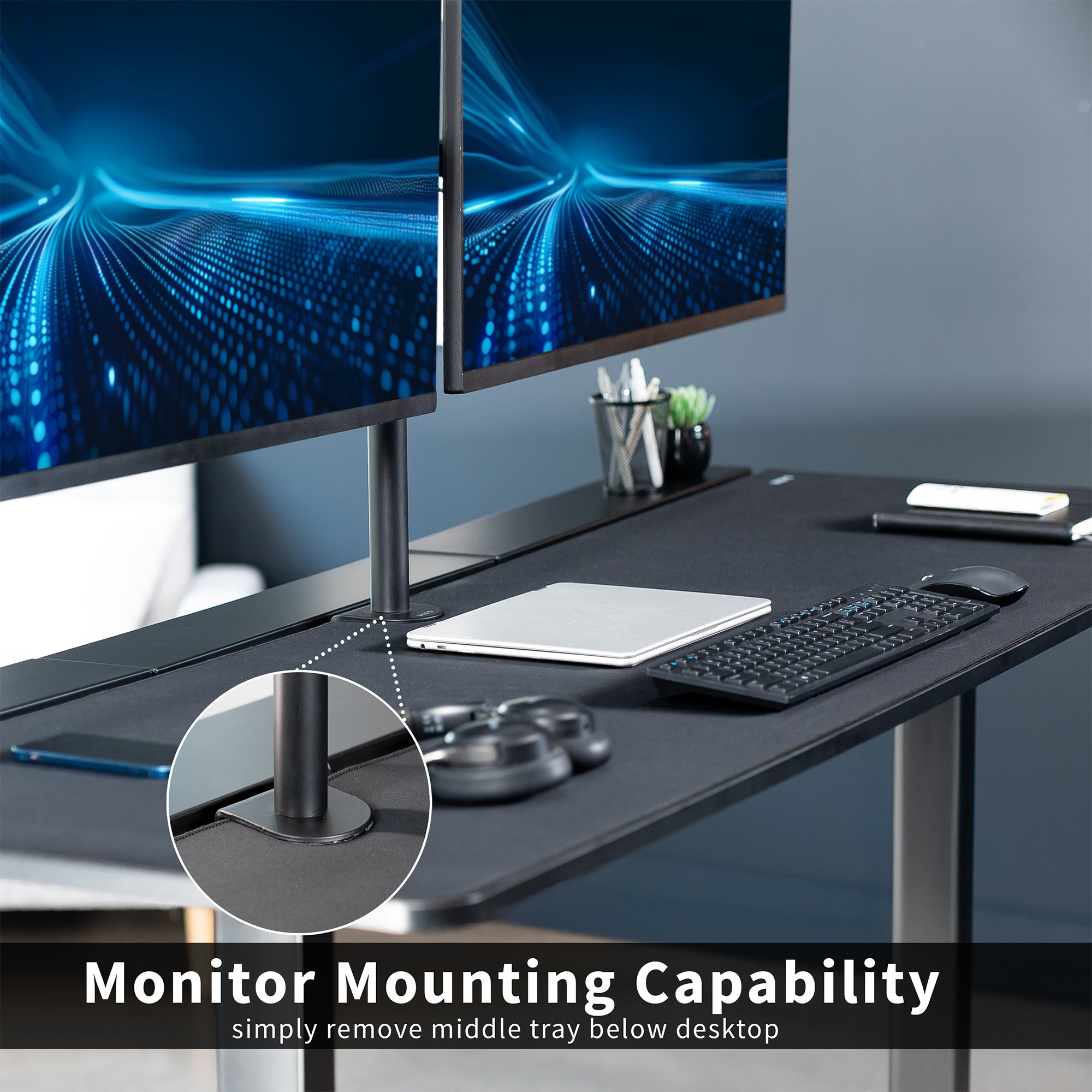 E2B-P3B Series - Dual Motor Electric Desk with Concealed Cable Table Top & Full-Size Pad