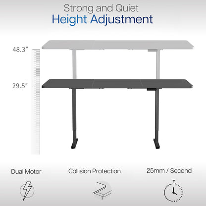 83 x 30 inch dual motor electric desk featuring smart controller height adjustment with memory settings