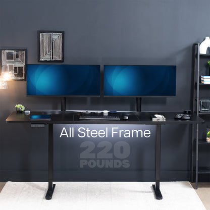 83 x 30 inch dual motor electric desk featuring smart controller height adjustment with memory settings