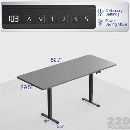 83 x 30 inch dual motor electric desk featuring smart controller height adjustment with memory settings