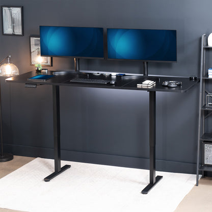 83 x 30 inch dual motor electric desk featuring smart controller height adjustment with memory settings