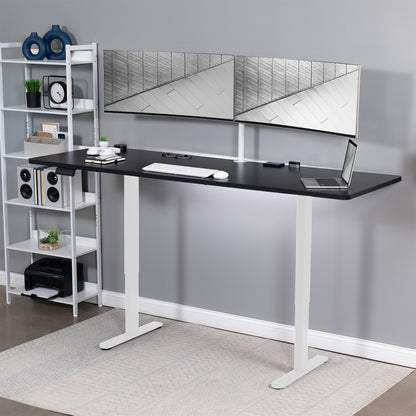 83 x 30 inch dual motor electric desk featuring smart controller height adjustment with memory settings