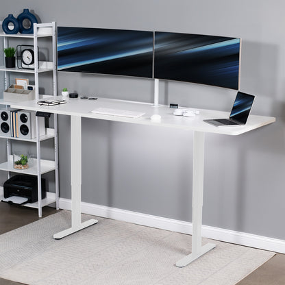 83 x 30 inch dual motor electric desk featuring smart controller height adjustment with memory settings