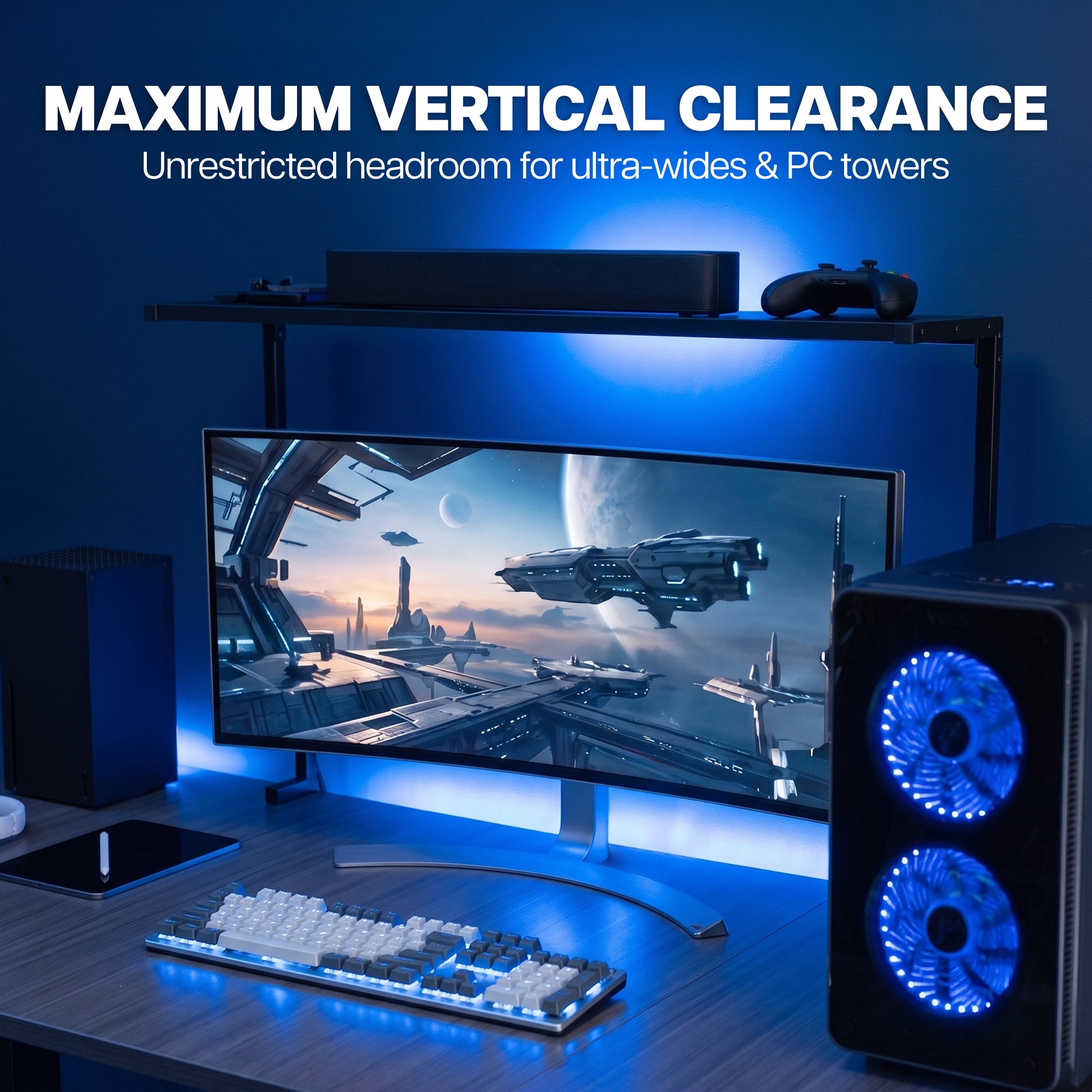 38” Clamp-on Overhead Shelf
