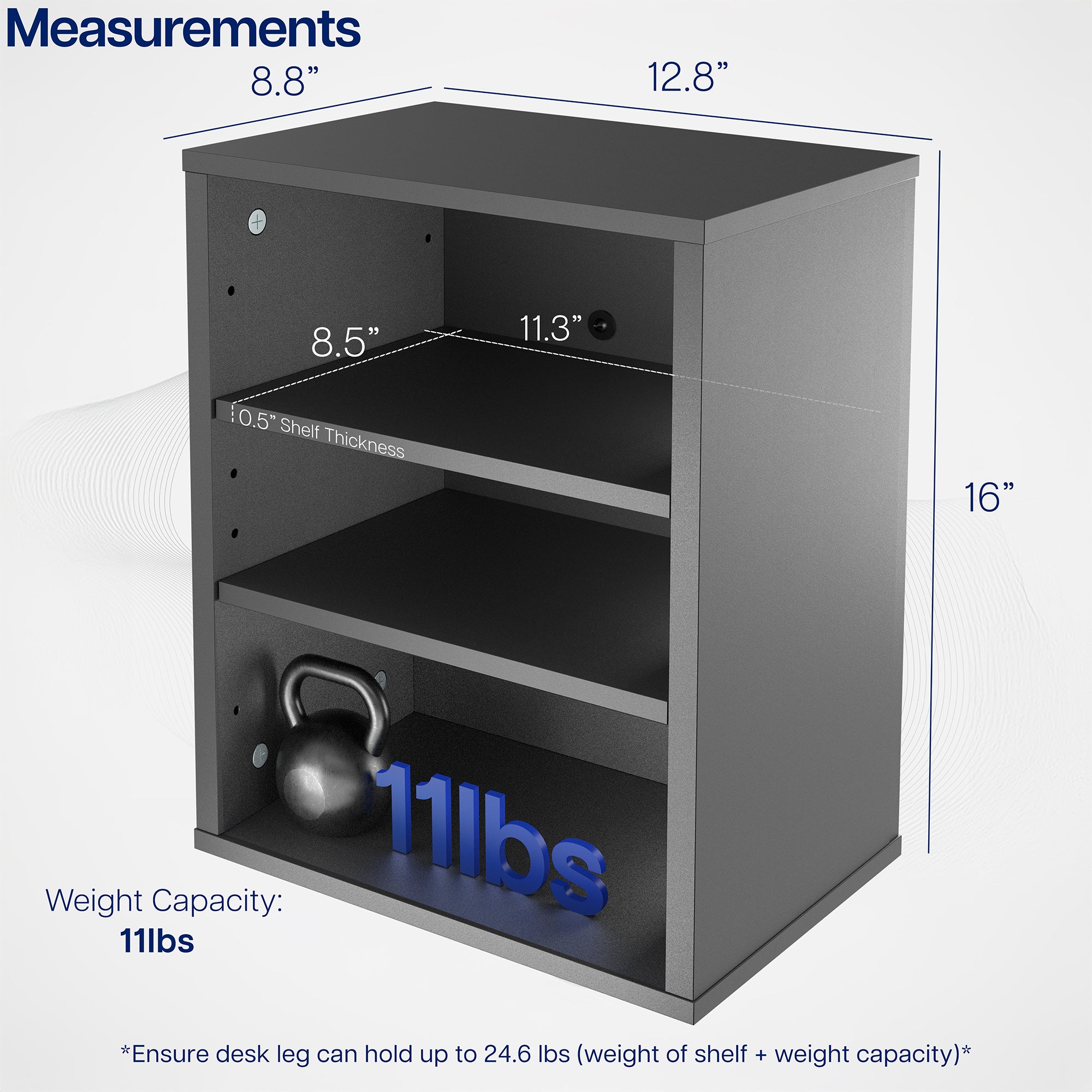 Clamp-on Under Desk Shelving Unit, Office Accessory Holder for Supplies, Gaming Devices, and More, Multi-Level Storage Shelves, Workstation Organizer