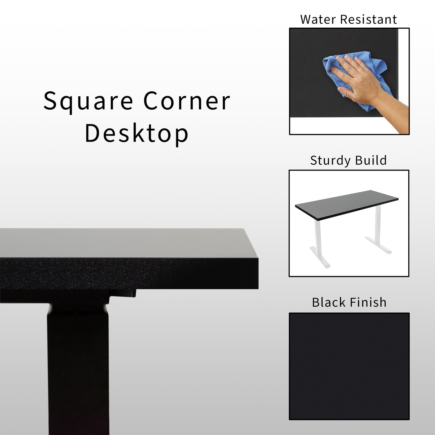  55 x 24 inch Universal Solid One-Piece Square Corner Table Top for Standard and Sit to Stand Height Adjustable Home and Office Desk Frames