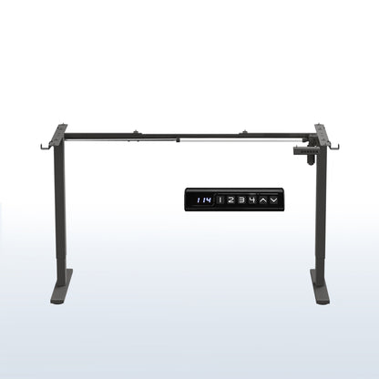 Sturdy ergonomic sit or stand desk frame for active workstation with adjustable height using smart control panel.