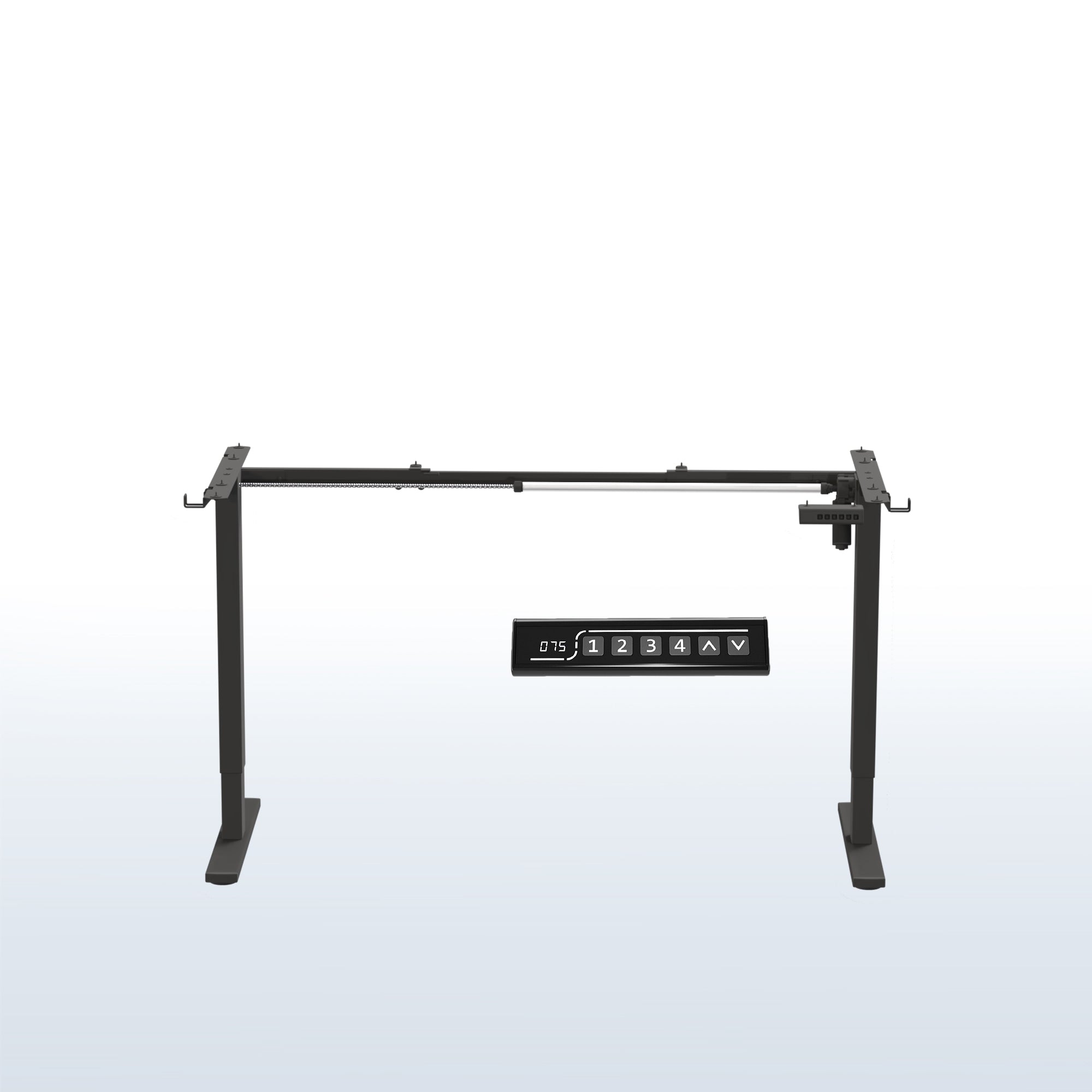 Sturdy ergonomic sit or stand desk frame for active workstation with adjustable height using smart control panel.
