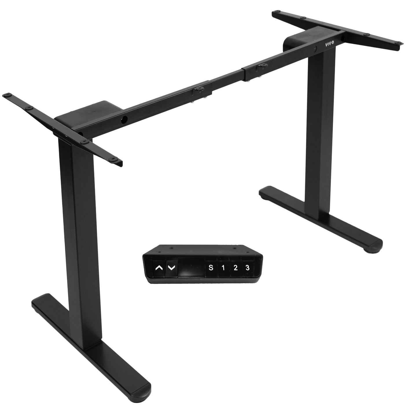 Electric standing dual monitor desk frame from VIVO.