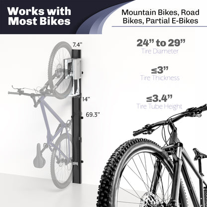 Life Finds by VIVO Vertical Wall Mounted Bike Rack with Mechanical Lift