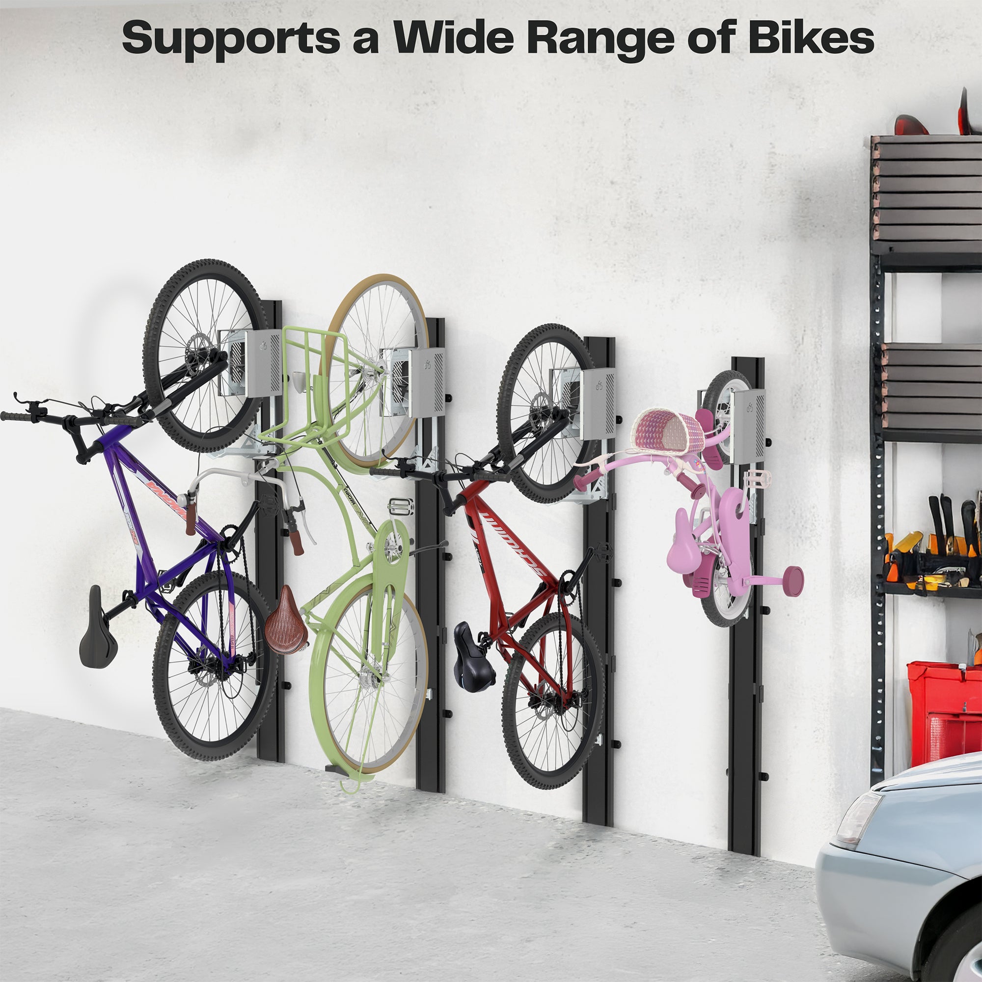 Life Finds by VIVO Vertical Wall Mounted Bike Rack with Mechanical Lift