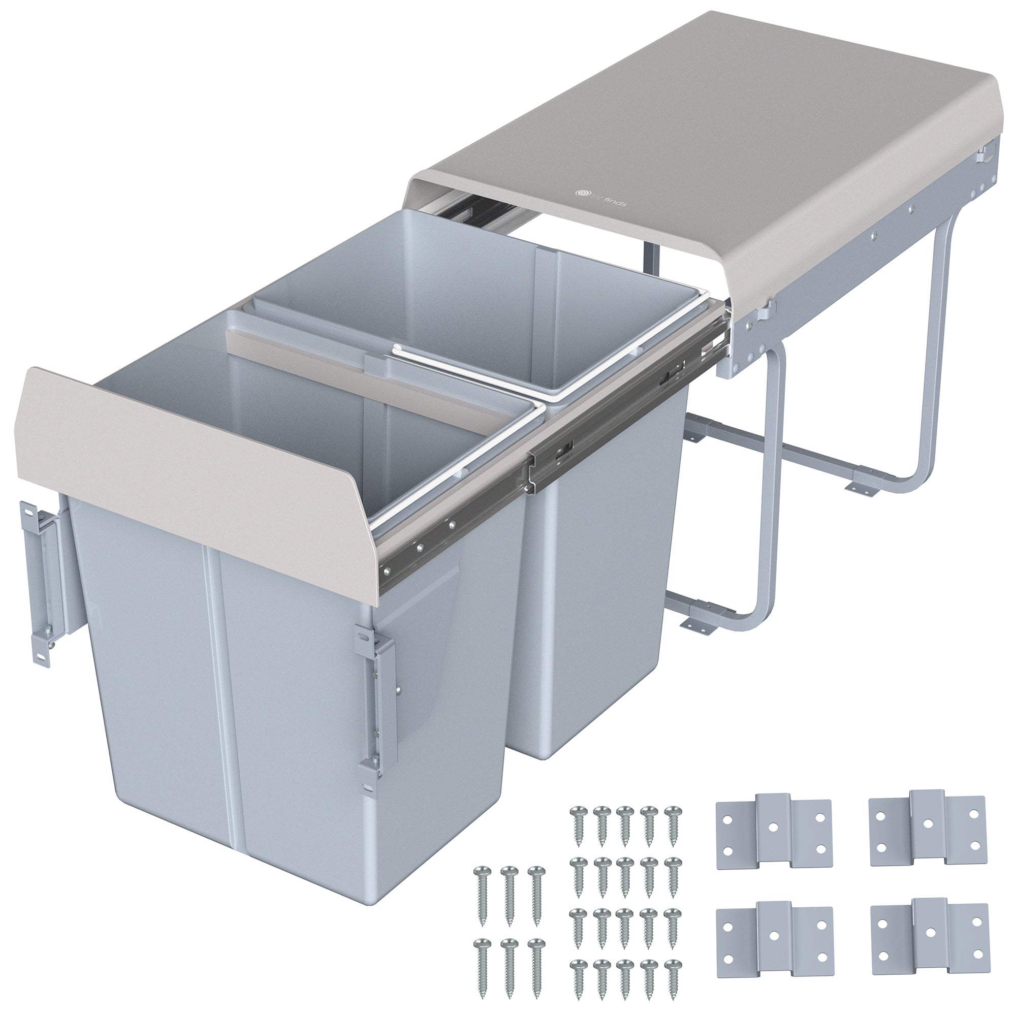 Life Finds by VIVO Under Counter Pull Out Dual Trash Can System