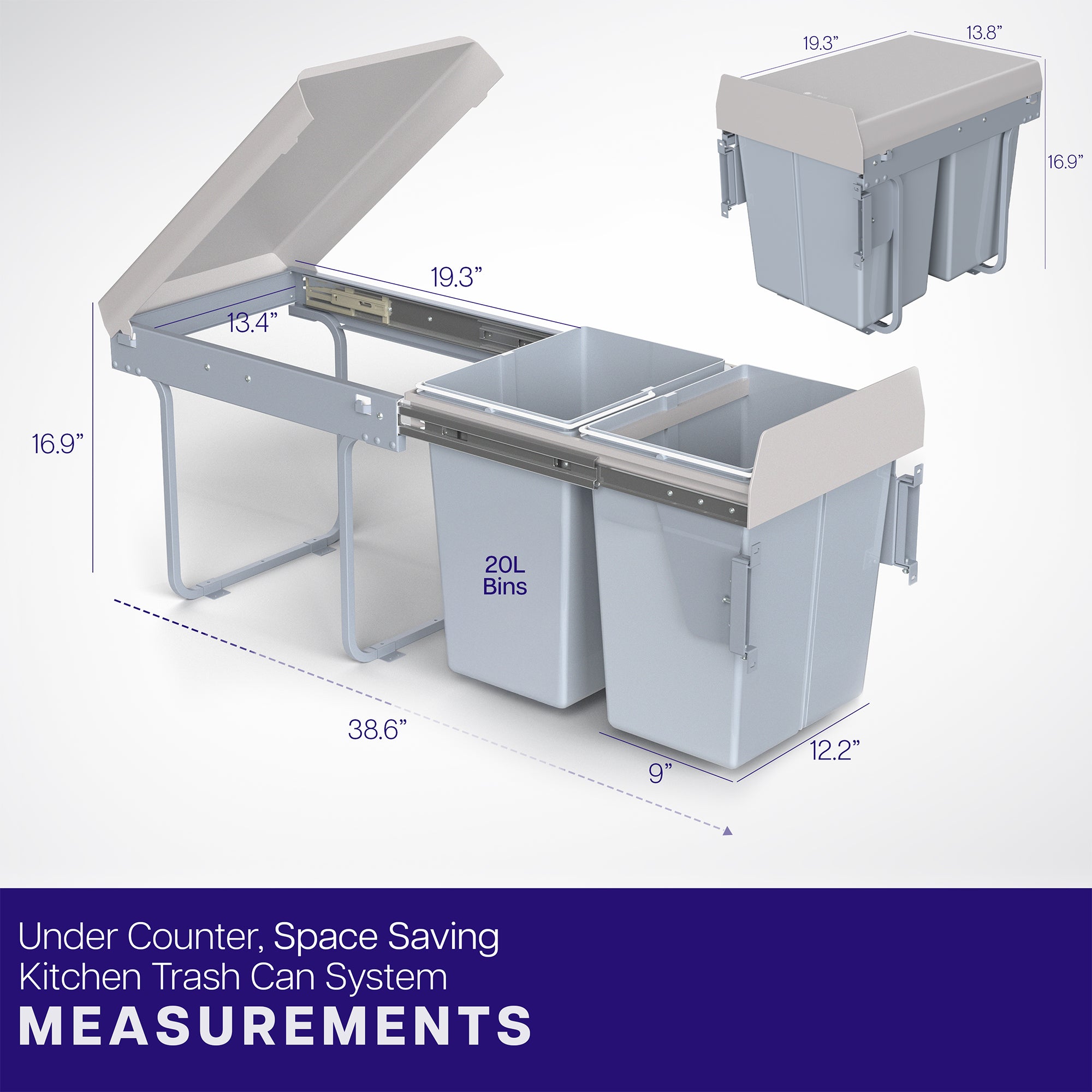 Life Finds by VIVO Under Counter Pull Out Dual Trash Can System