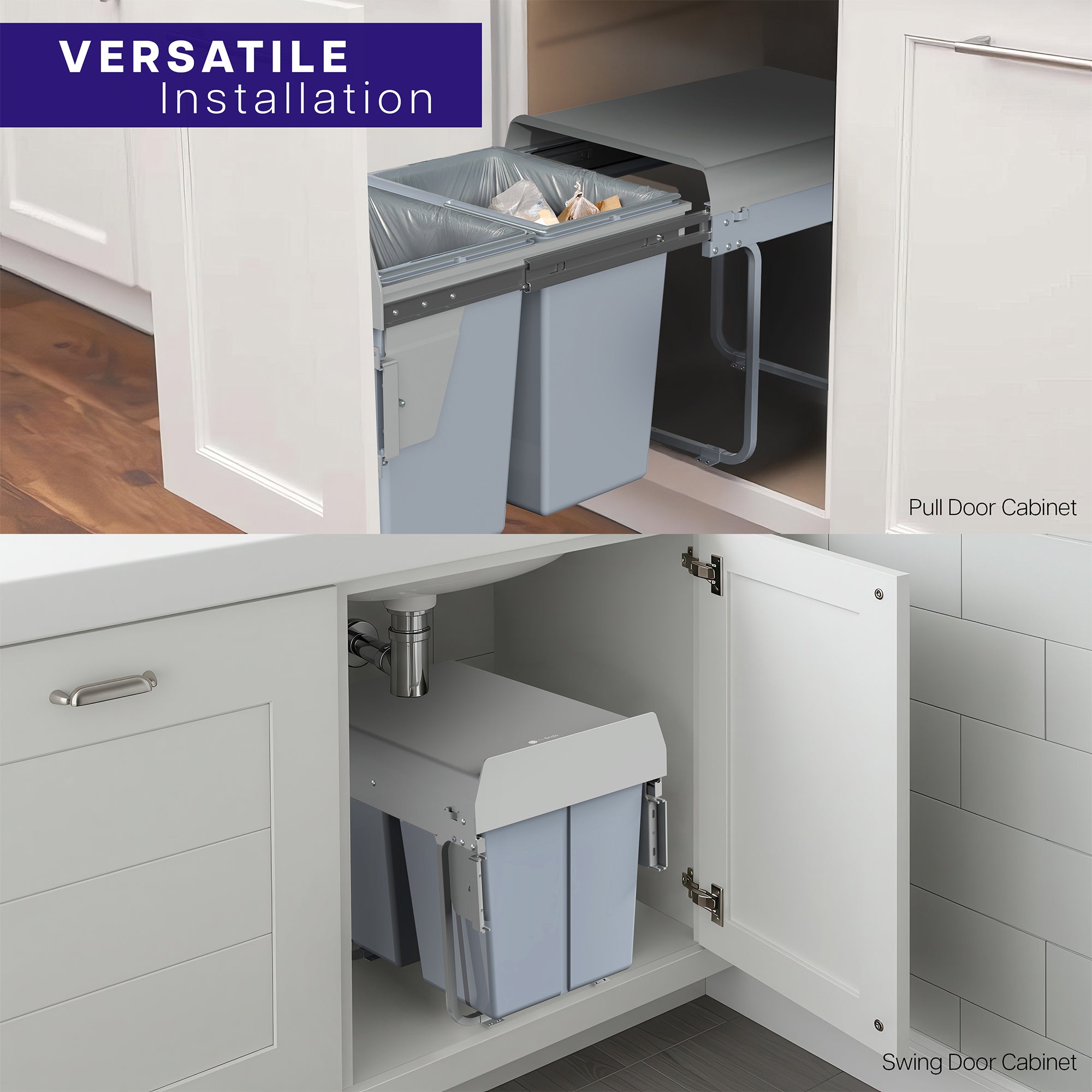 Life Finds by VIVO Under Counter Pull Out Dual Trash Can System