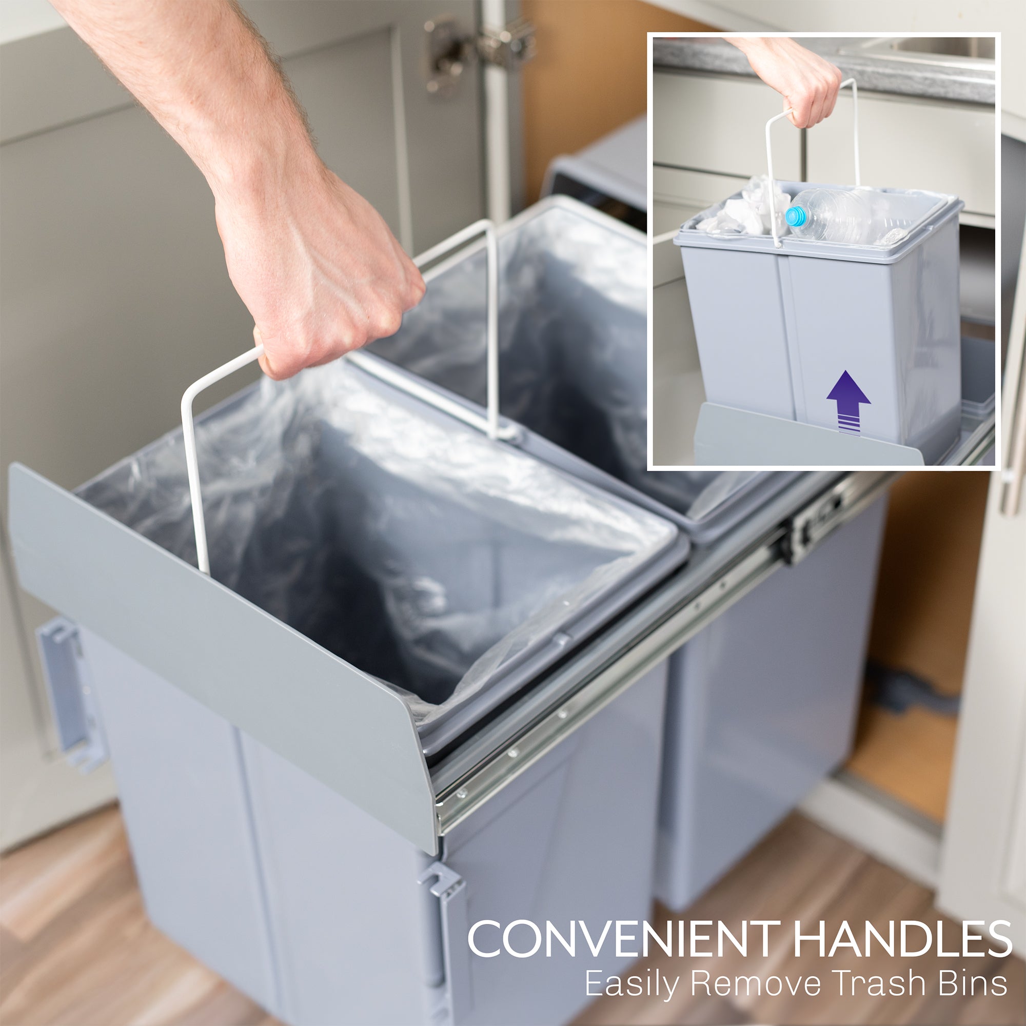 Life Finds by VIVO Under Counter Pull Out Dual Trash Can System
